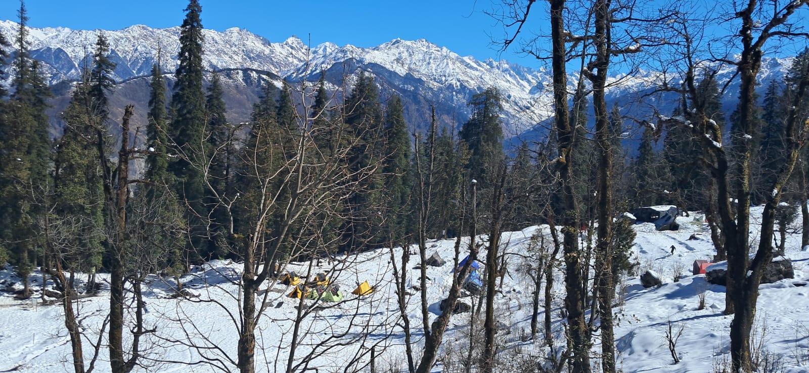 Scenic Kedarnath valley and trekking route in Himalayas